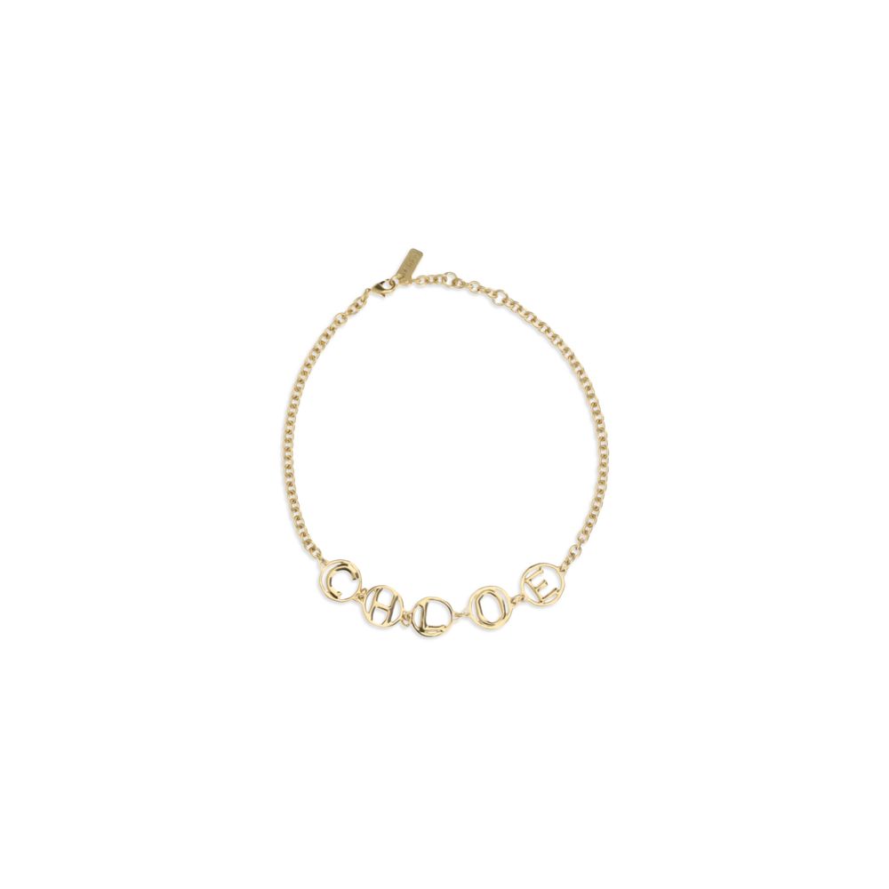 Chloé Logo Lettering Script Choker Necklace - Gold