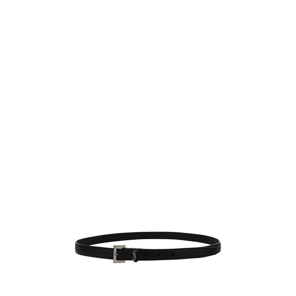 Saint Laurent Cassandre Waist Leather Belt - Black