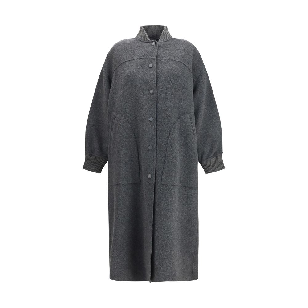 Max Mara Virgin Wool Oversize Coat - Dark Gray/Grey