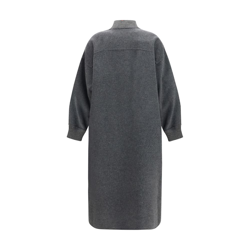 Max Mara Virgin Wool Oversize Coat - Dark Gray/Grey