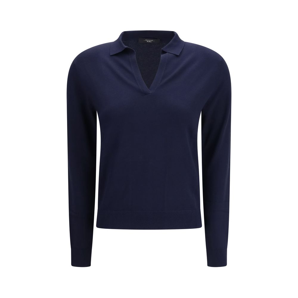 Max Mara Blue Long Sleeve Polo Top Sweater
