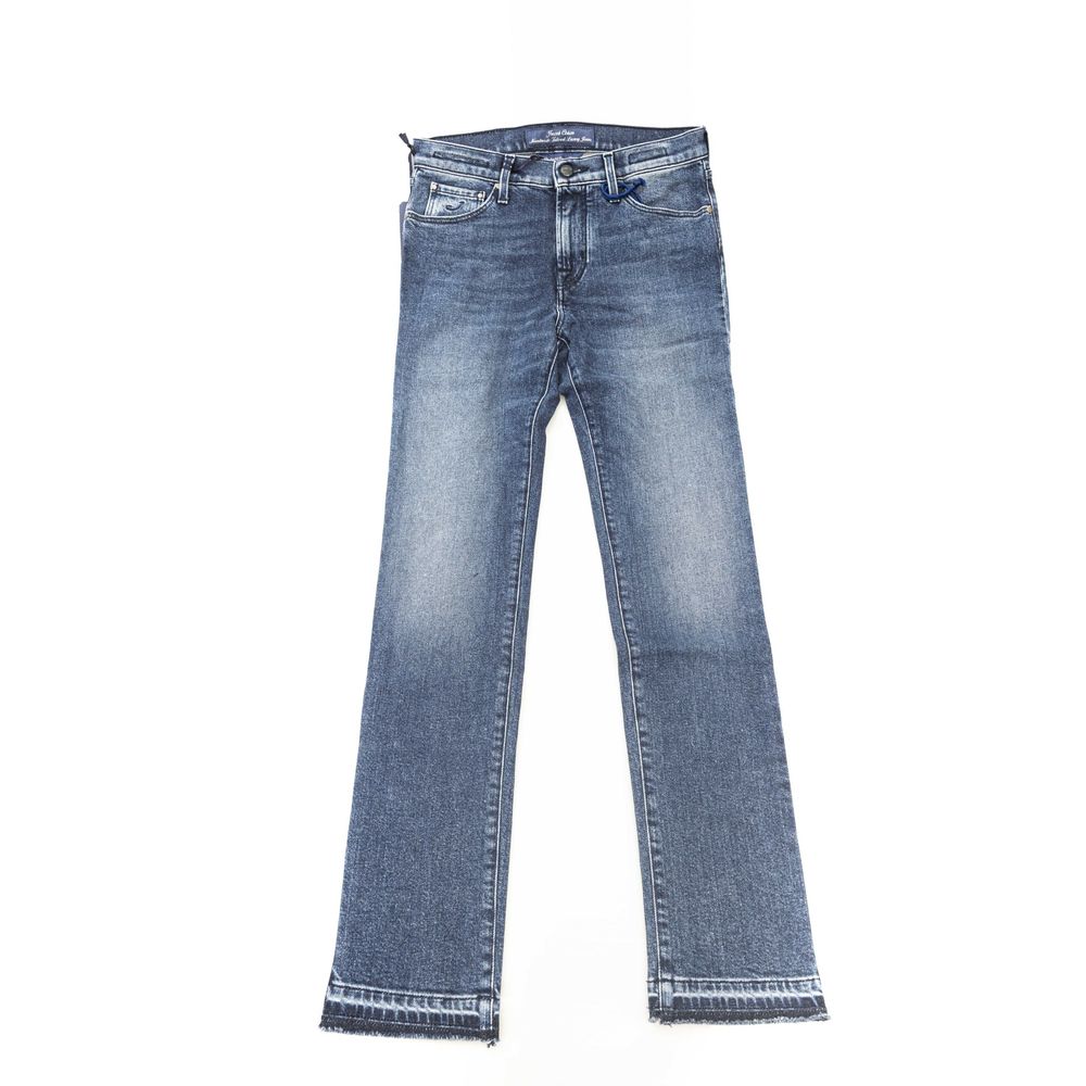 Jacob Cohen Medium Wash Fringe Hems Slim Fit Jeans