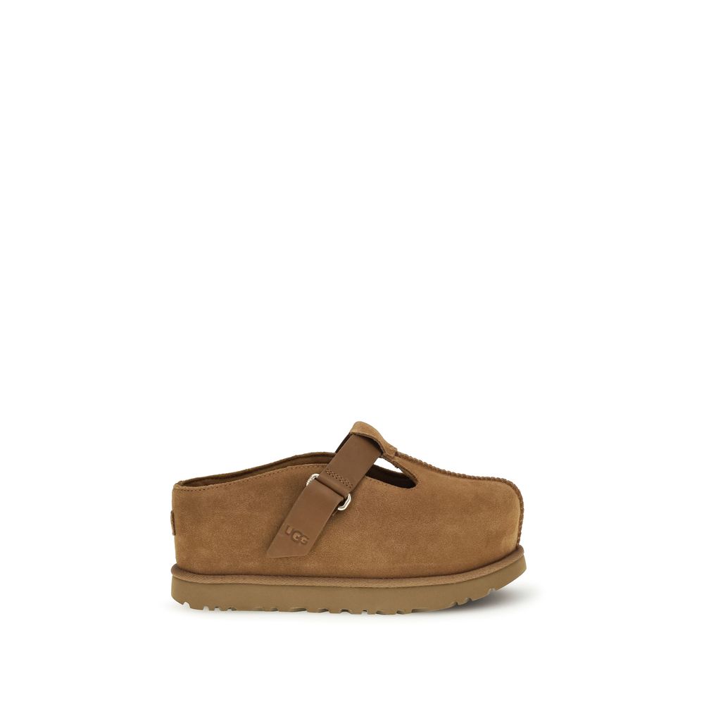 UGG Goldenstar Leather Platform Clog &amp; Mules - Tan Brown