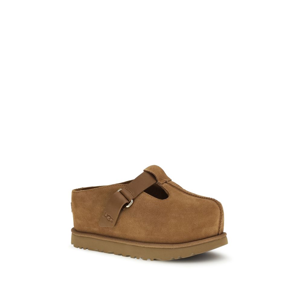 UGG Goldenstar Leather Platform Clog &amp; Mules - Tan Brown