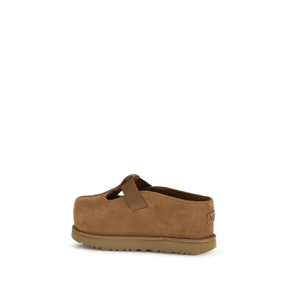 UGG Goldenstar Leather Platform Clog &amp; Mules - Tan Brown