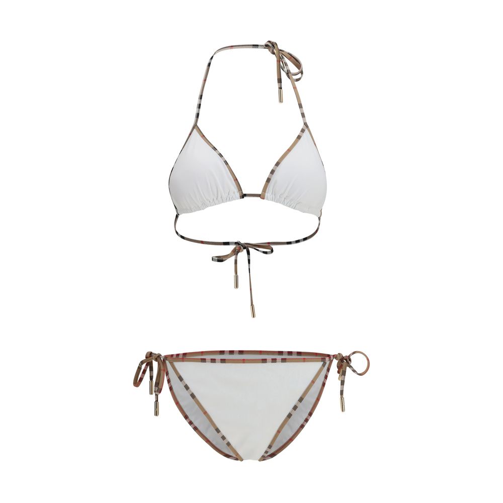 Burberry Checkered Trim Bikini Swimsuit Set