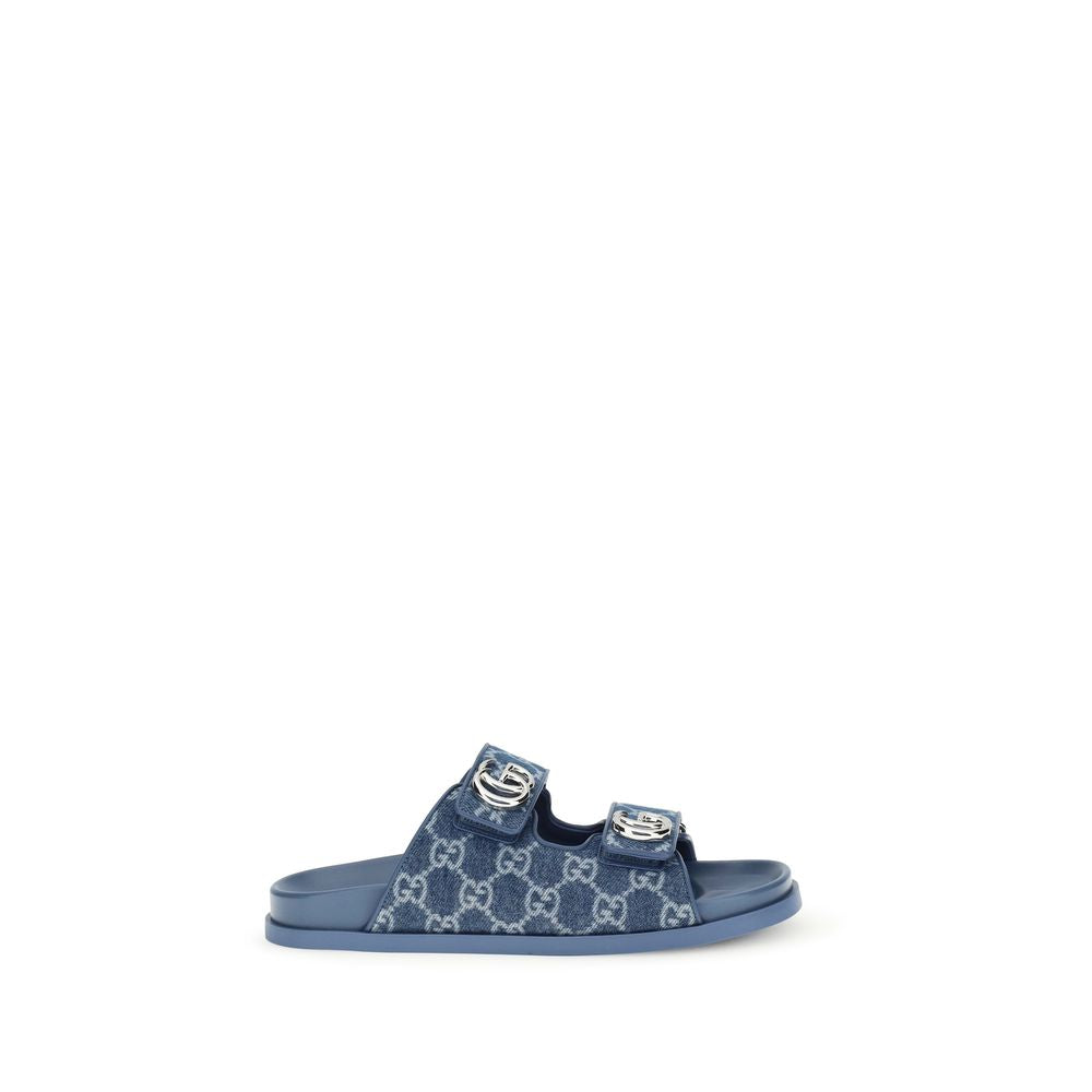 Gucci GG Denim Double Strap Sandals