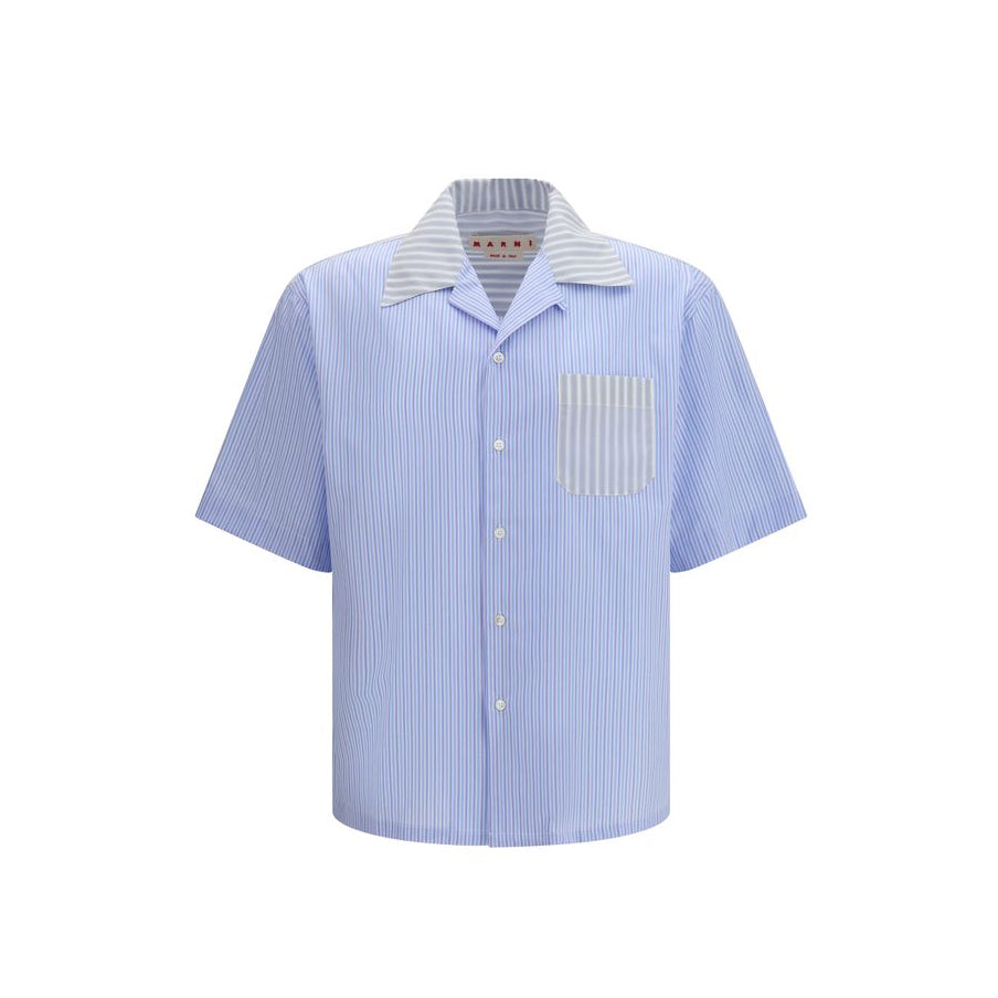 Marni Striped Pattern Short Sleeve Shirt - Cerulean Blue