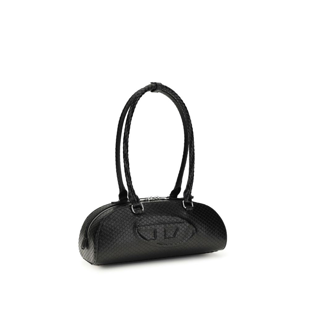 Diesel 1DR Python Effect Leather Shoulder Bag - Black