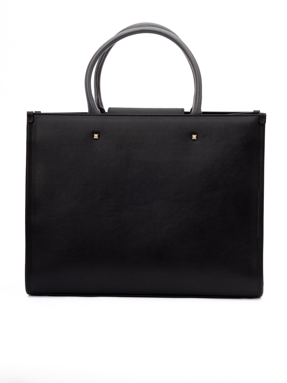 Jimmy Choo Logo Tote Leather Handbag - Black