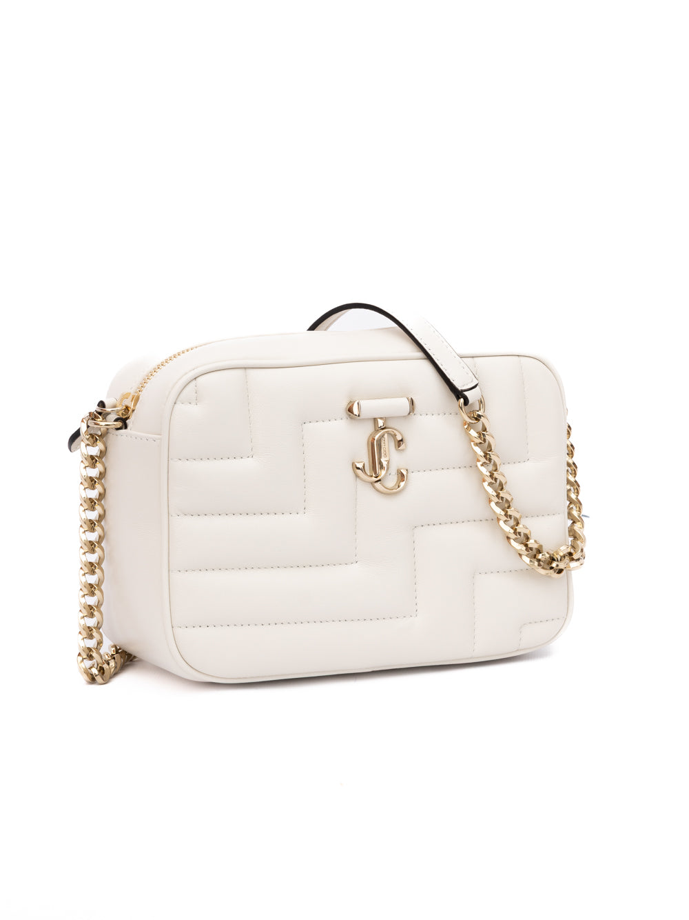 Jimmy Choo Leather Avenue Camera Crossbody Bag - White