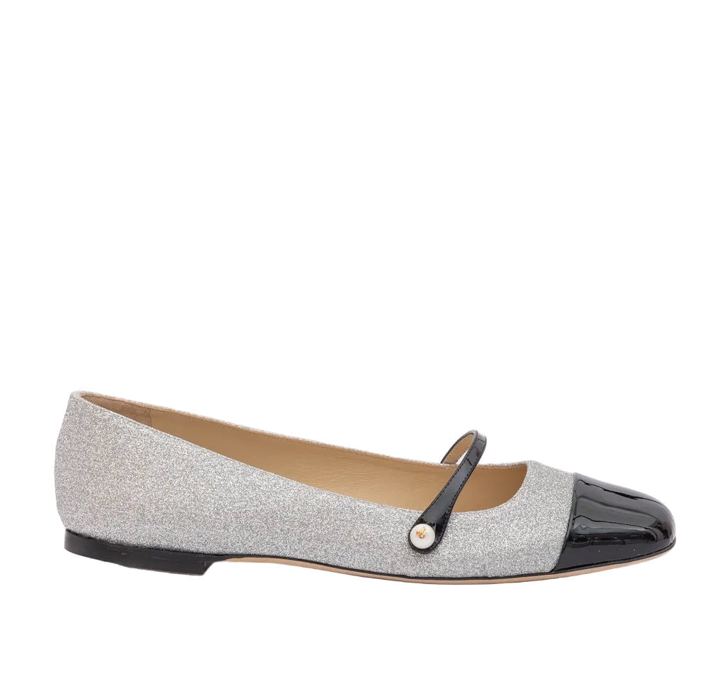 Jimmy Choo Elisa Flats Two-Tone - Silver & Black