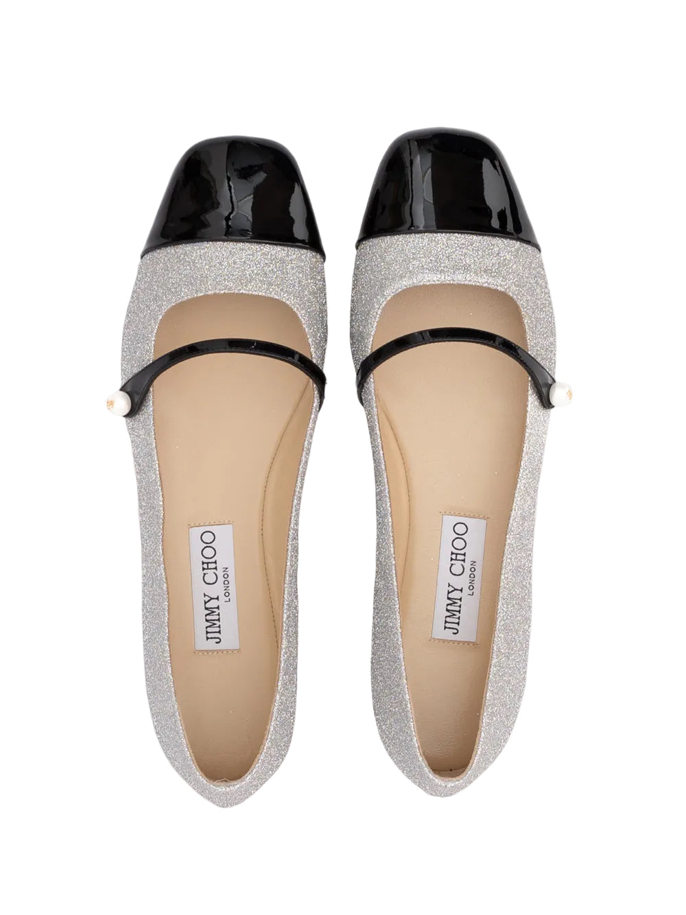Jimmy Choo Elisa Flats Two-Tone - Silver & Black