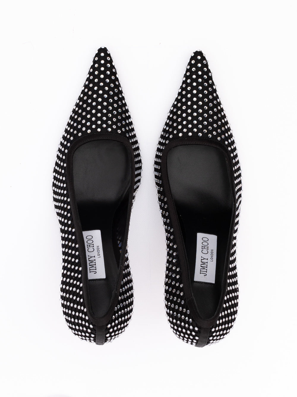 Jimmy Choo Crystal Embellished Mesh Ixia 95 Pumps - Black