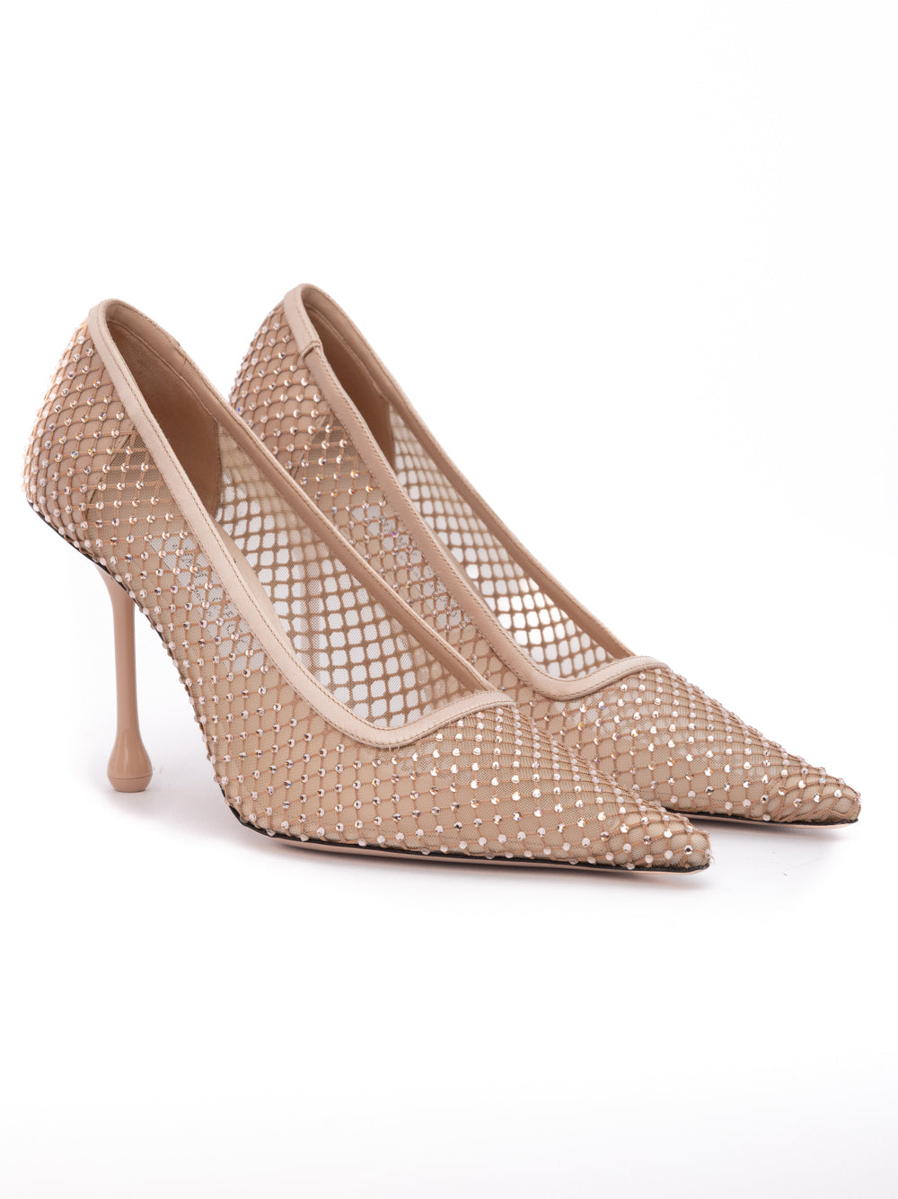 Jimmy Choo Crystal Embellished Mesh Ixia 95 Pumps - Powder Pink