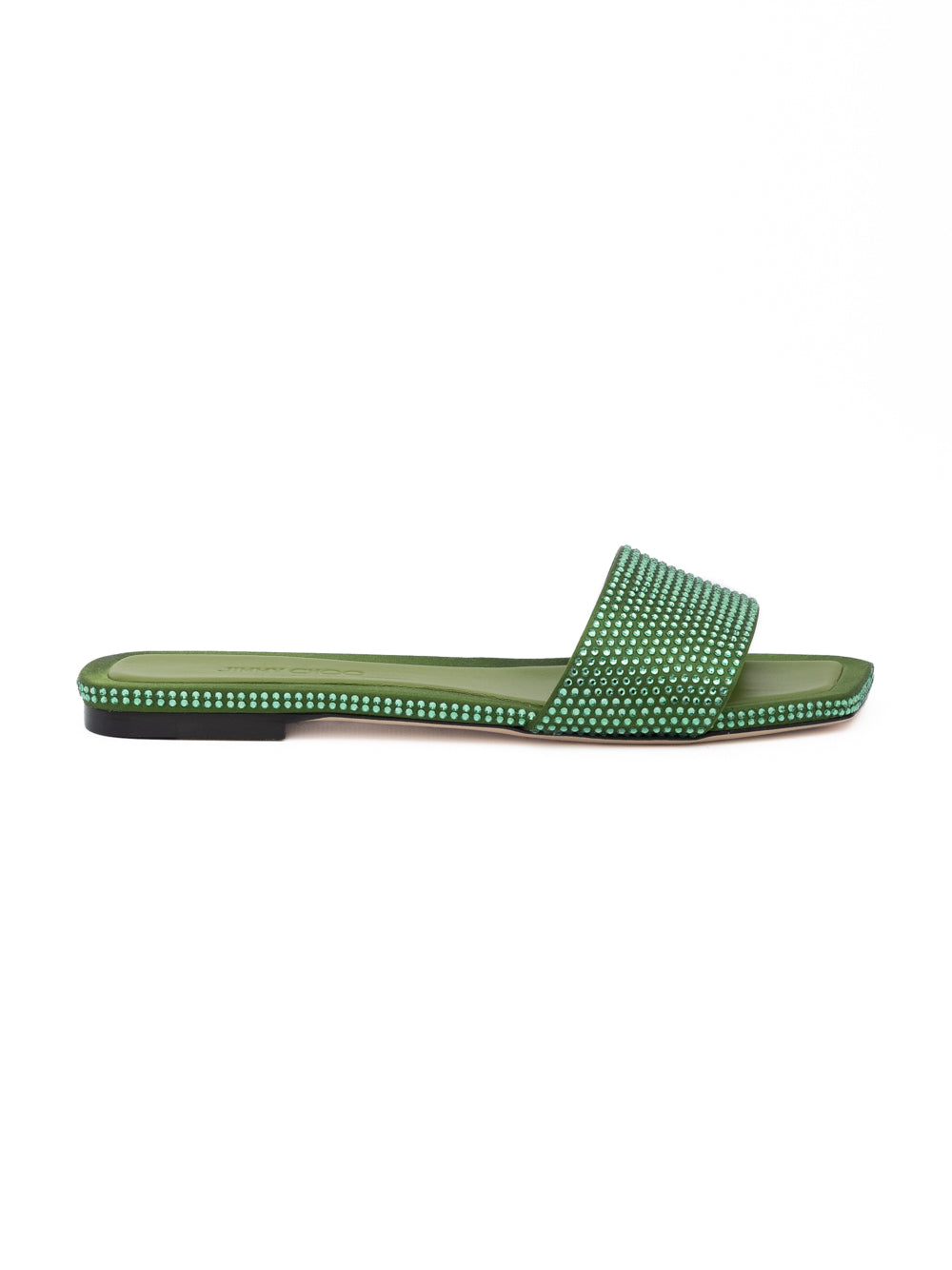 Jimmy Choo Satin Crystal Clovis Flats - Matcha Green