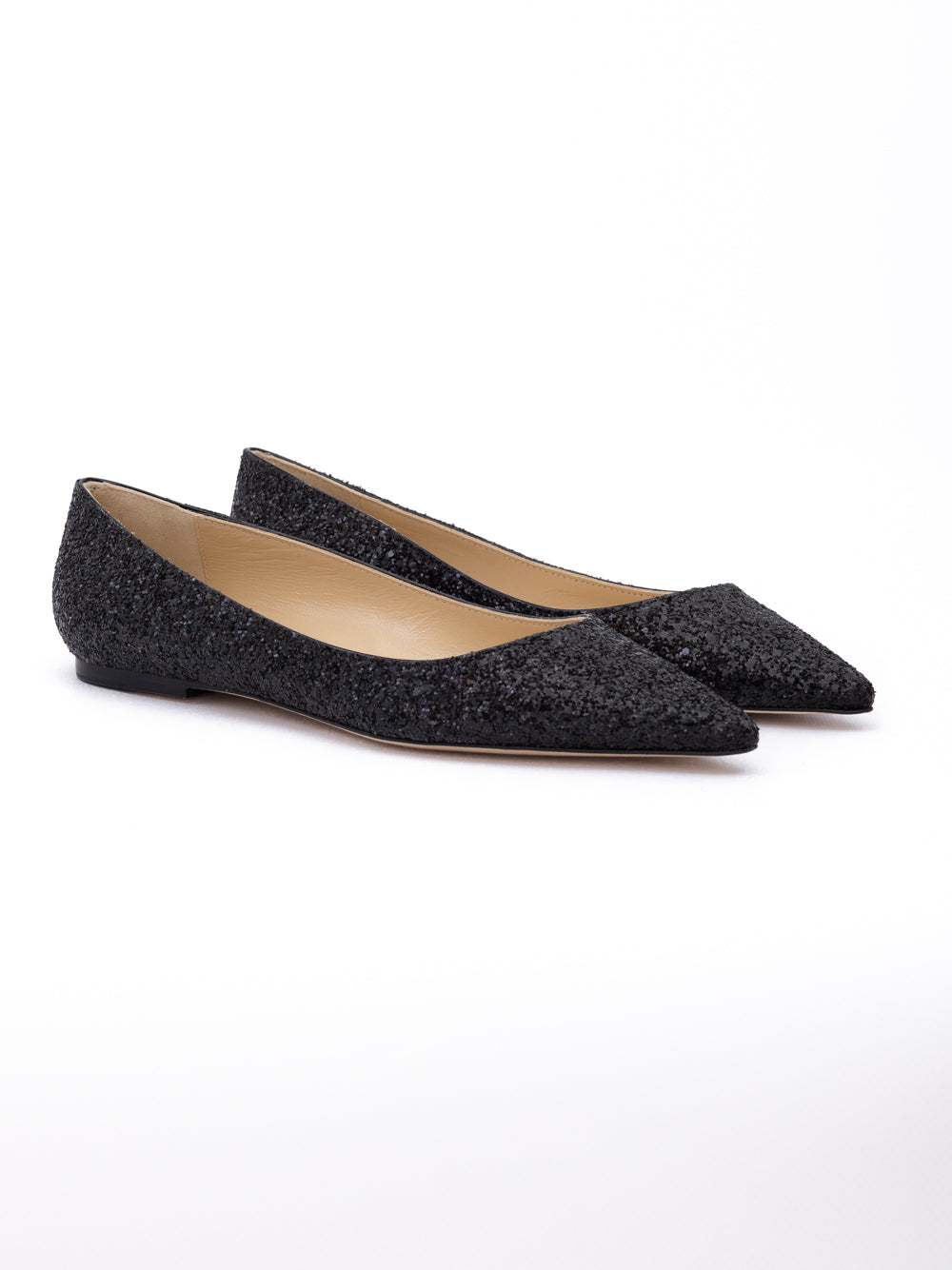 Jimmy Choo Alina Pointed Toe Ballet Flats - Black