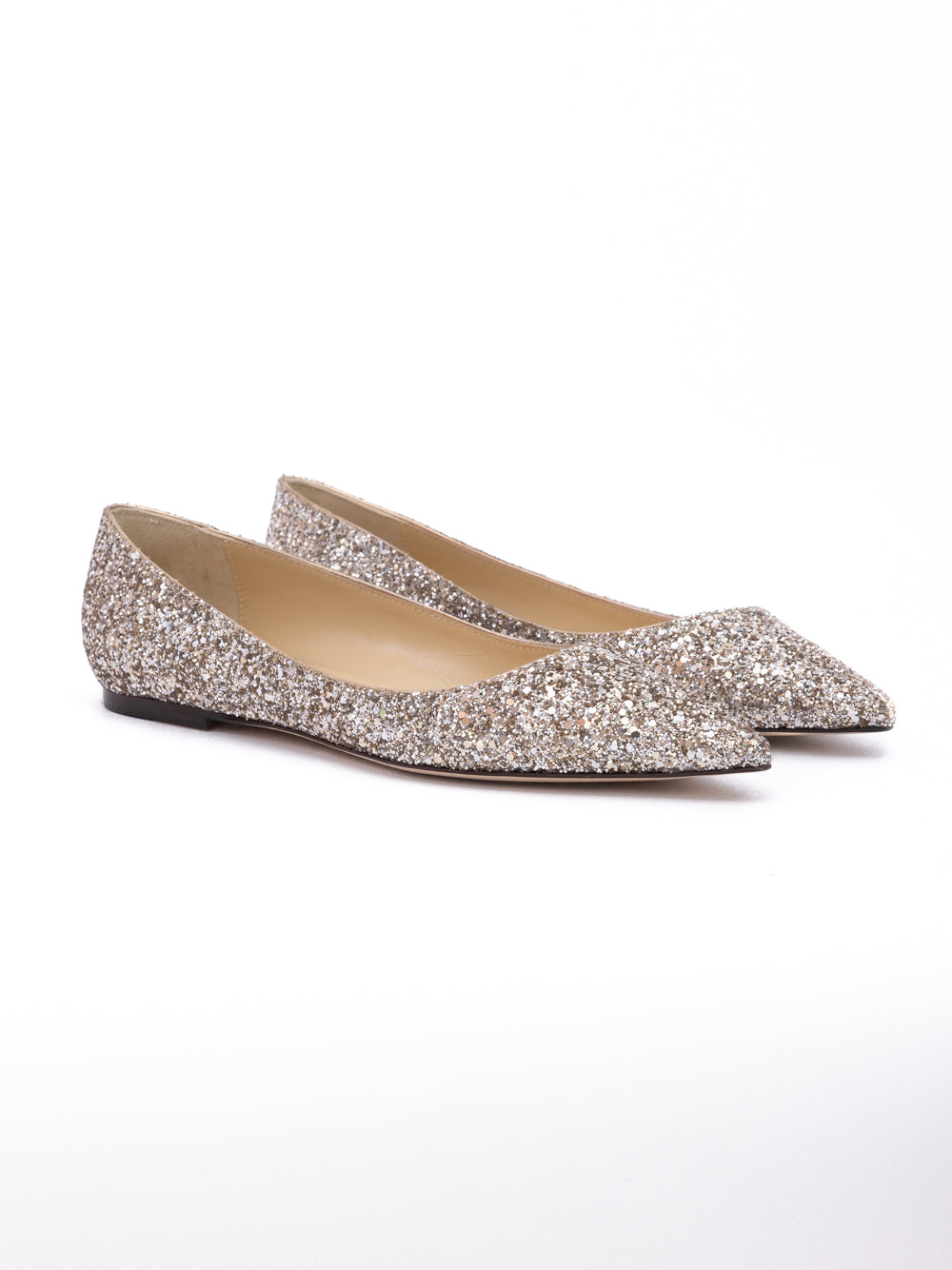 Jimmy Choo Alina Pointed Toe Ballet Flats - Rose Gold