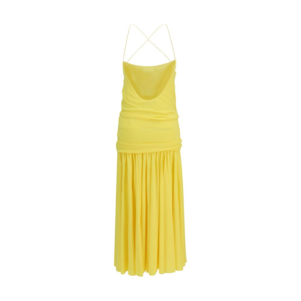 Jacquemus Pleated Midi Dress - Limoncello Yellow