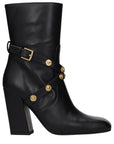 Versace Black Leather Ankle Boots