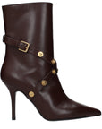 Versace Studded Brown Leather Ankle Boots