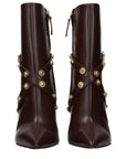 Versace Studded Brown Leather Ankle Boots