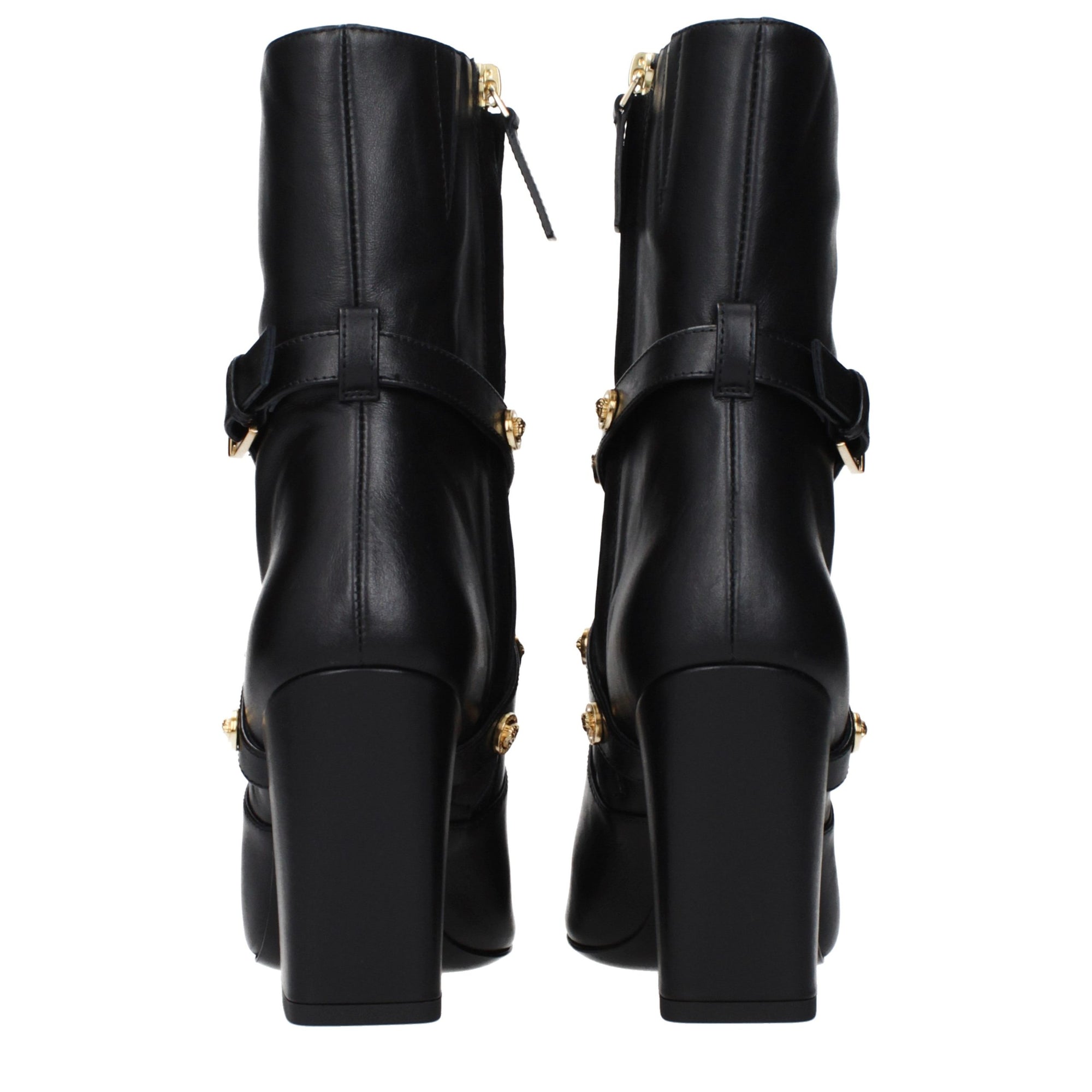 Versace Studded Black Leather Ankle Boots
