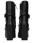 Versace Studded Black Leather Ankle Boots