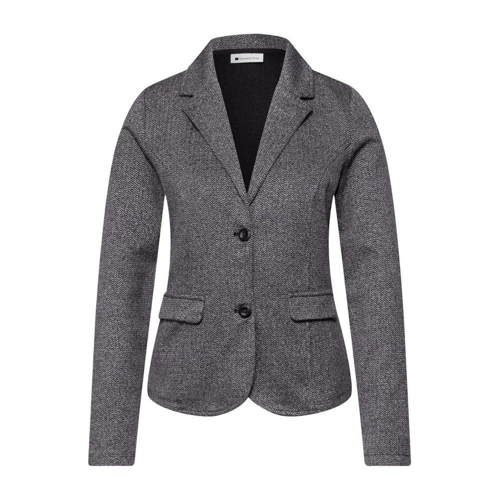 Street One Herringbone Dessin Basic Blazer - Gray/Grey