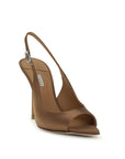 LE SILLA Bella Chanel Silk Stiletto Heel Slingback Sandals - Brown 