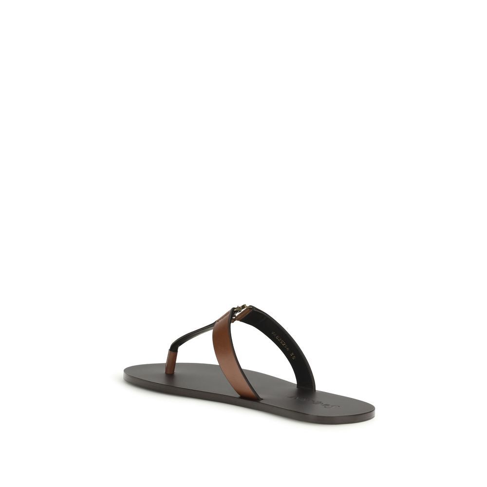 Saint Laurent Cassandre T-Bar Flat Sandals