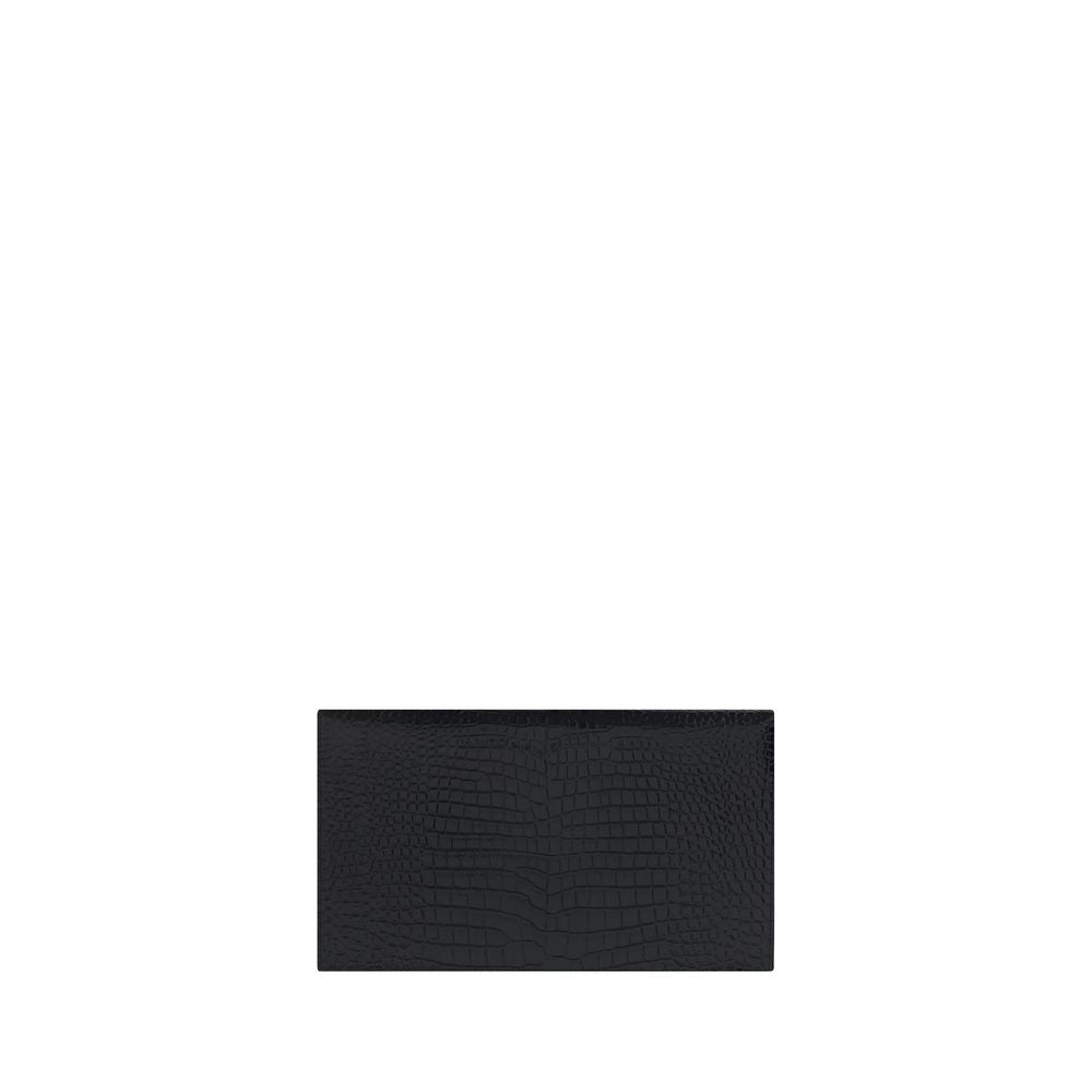 Saint Laurent Medium Crocodile Embossed Leather Uptown Pouch Clutch