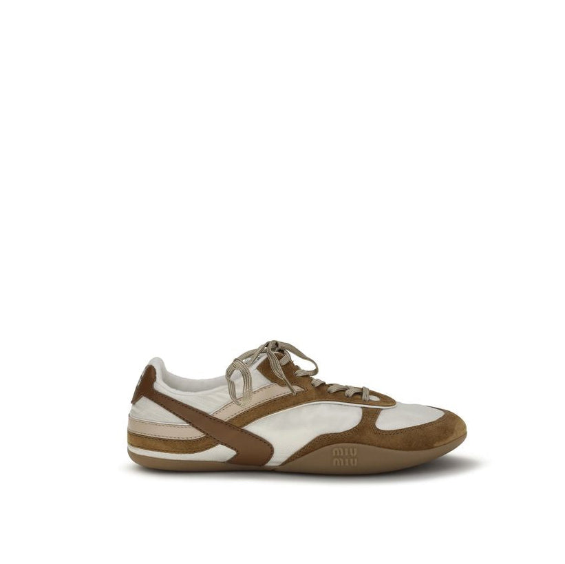 Miu Miu Gymnasium Athletic Suede Leather Sneakers - Brown