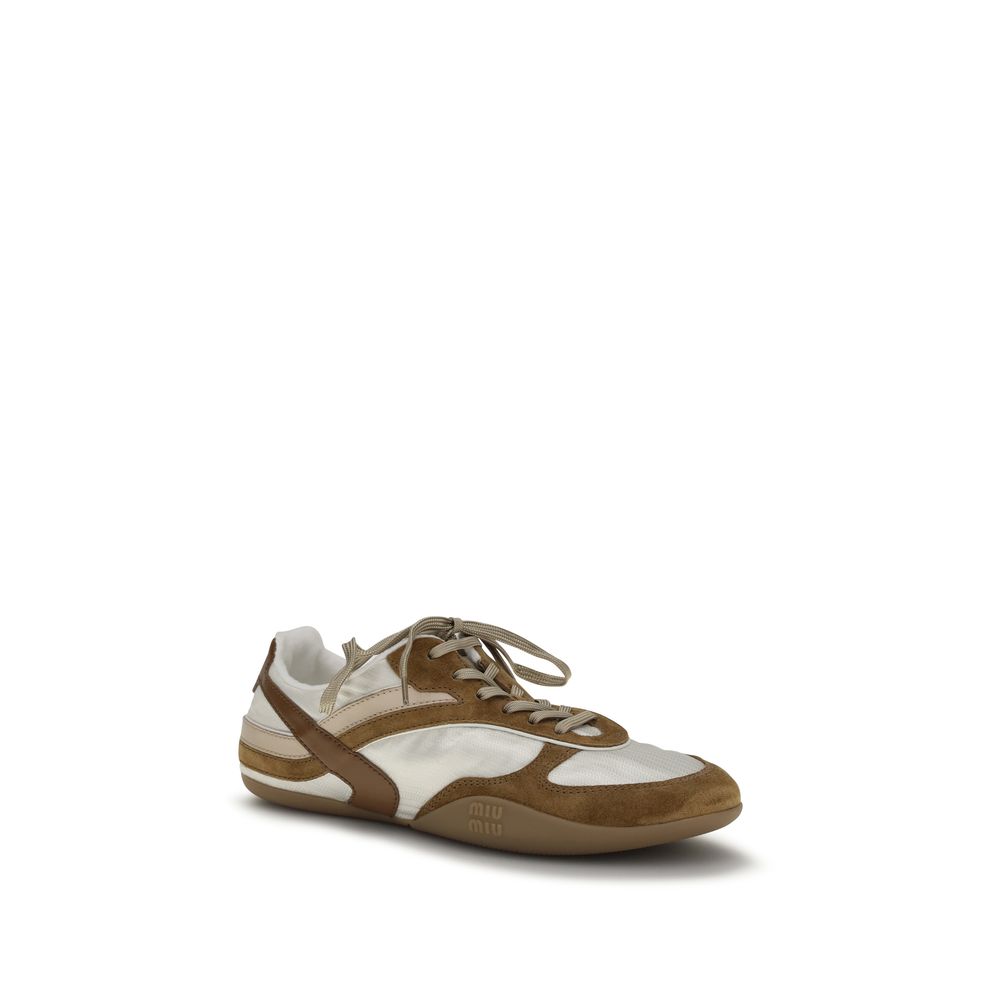 Miu Miu Gymnasium Athletic Suede Leather Sneakers - Brown