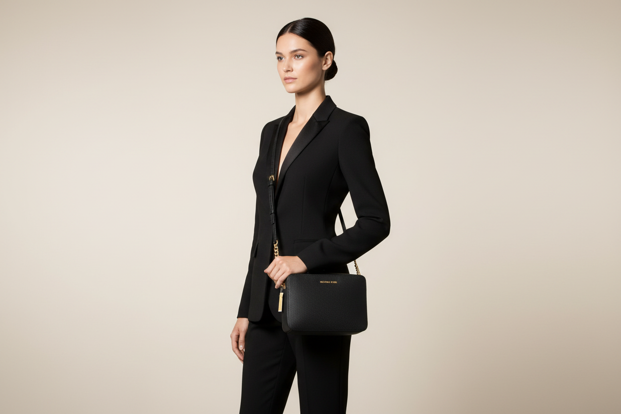 Michael Kors Saffiano Leather Crossbody Bag - Black