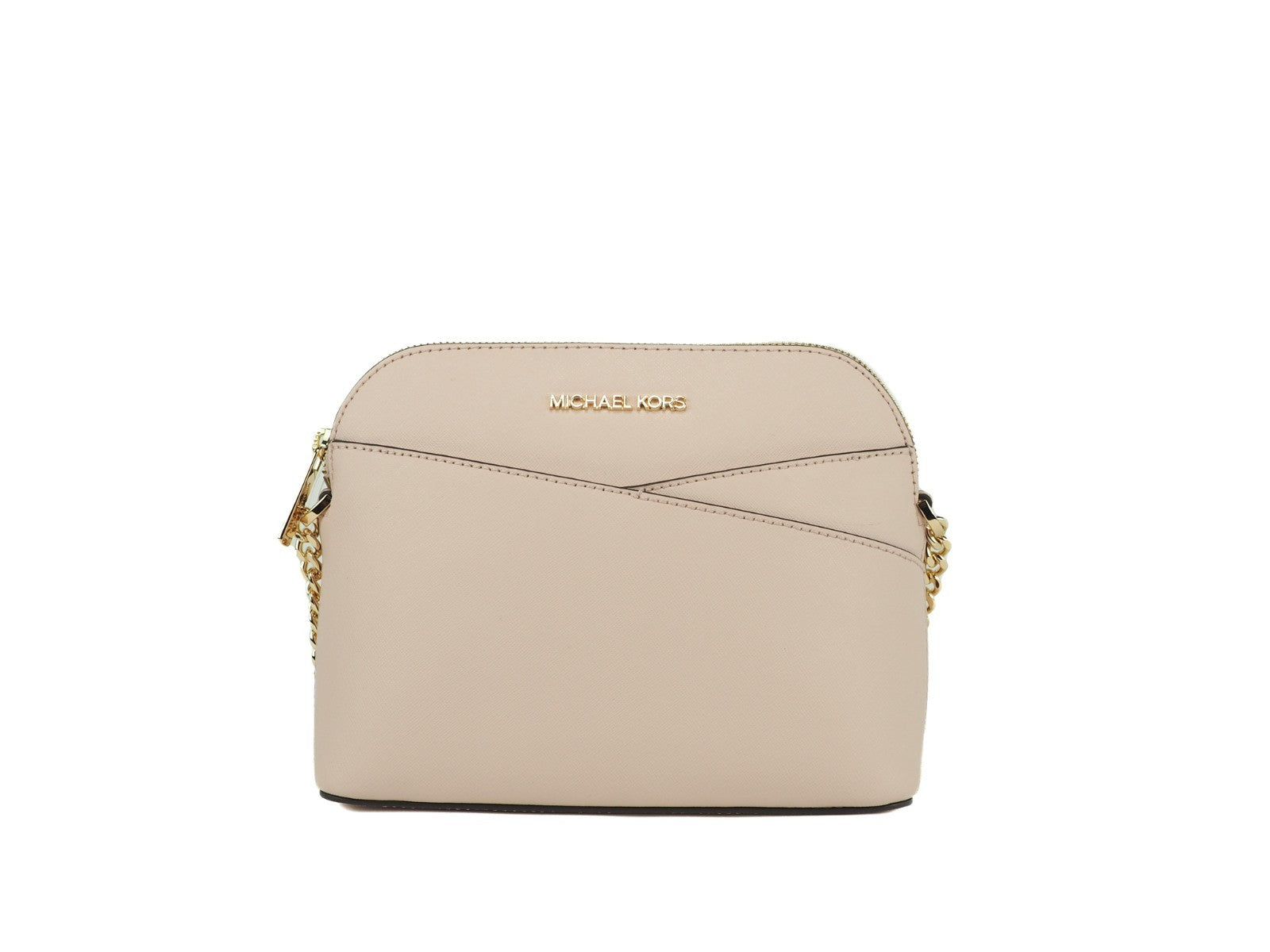 Michael Kors Jet Set Travel Dome Leather Crossbody Bag - Beige