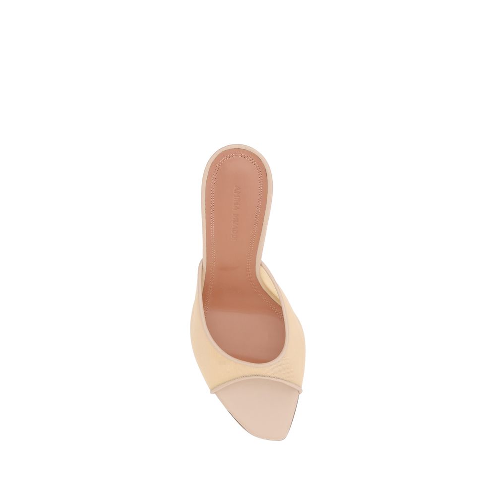 Amina Muaddi Alexa Peep Toe Mule Sandals - Beige