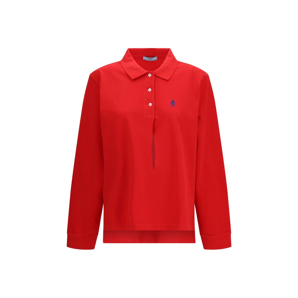 Prada Long Sleeve Polo Shirt - Red