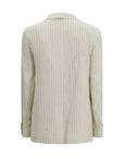 Max Mara Pinstripe Longline Single-Breasted Linen Blazer
