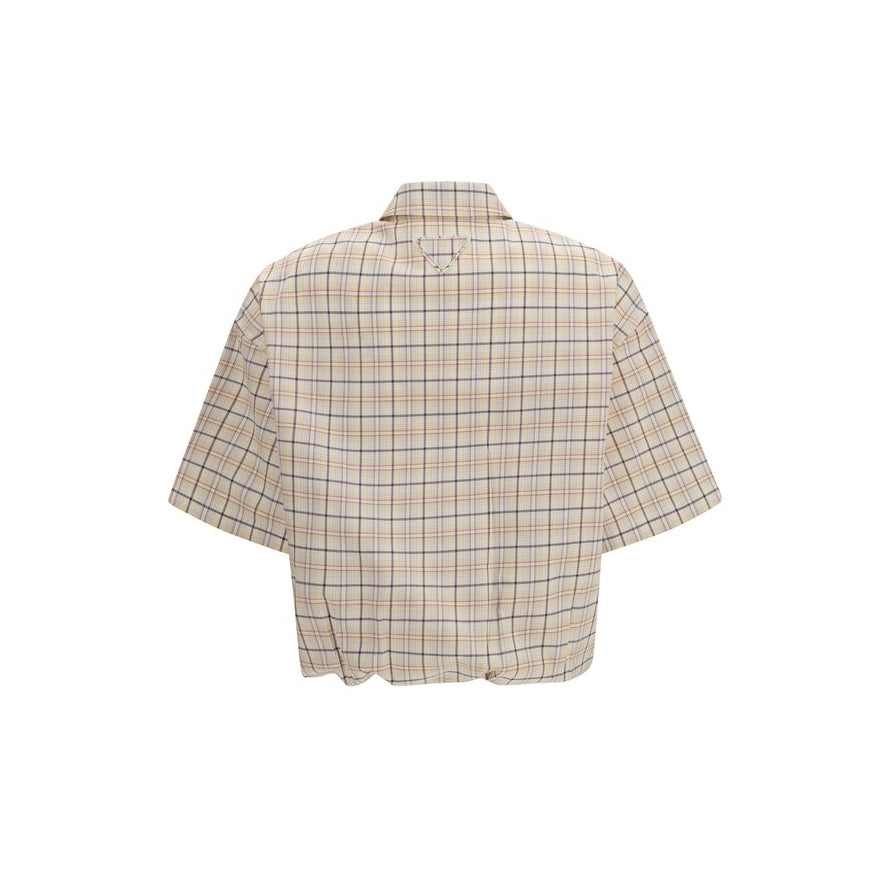 Prada Checkered Pattern Shirt With Tucked Hem