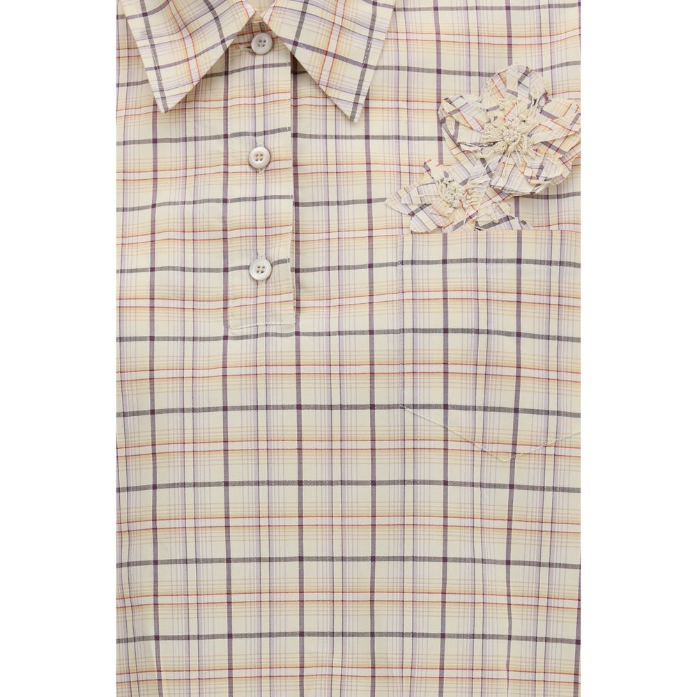 Prada Checkered Pattern Shirt With Tucked Hem