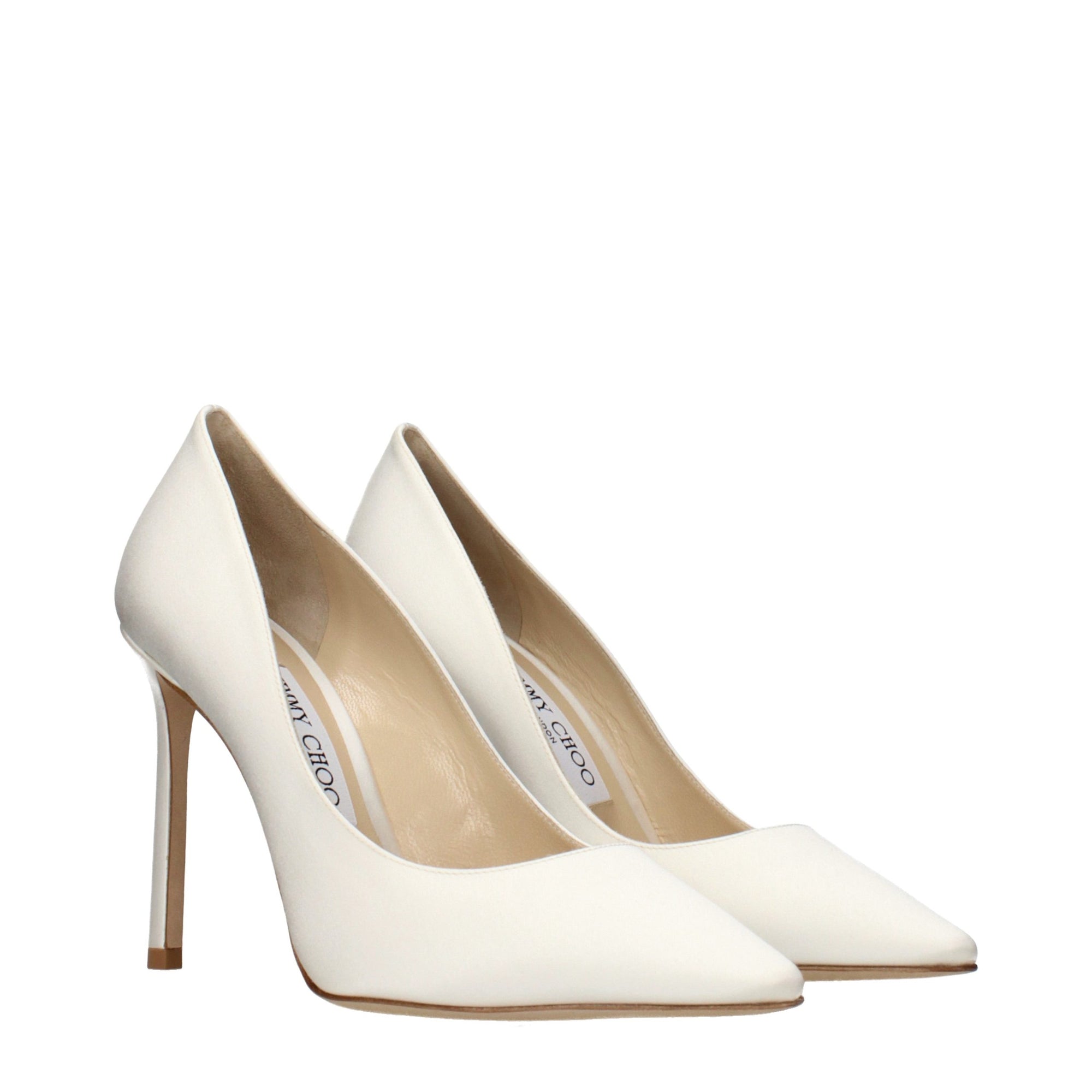 Jimmy Choo Satin High Heel Pumps - Ivory