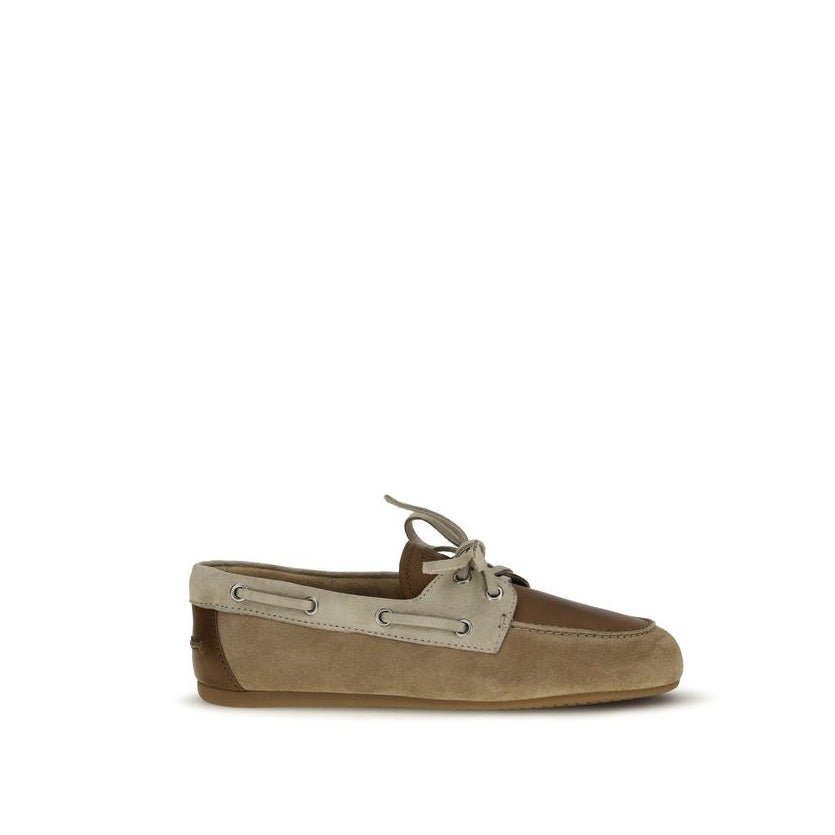 Miu Miu Suede Leather Boat Shoes - Brown