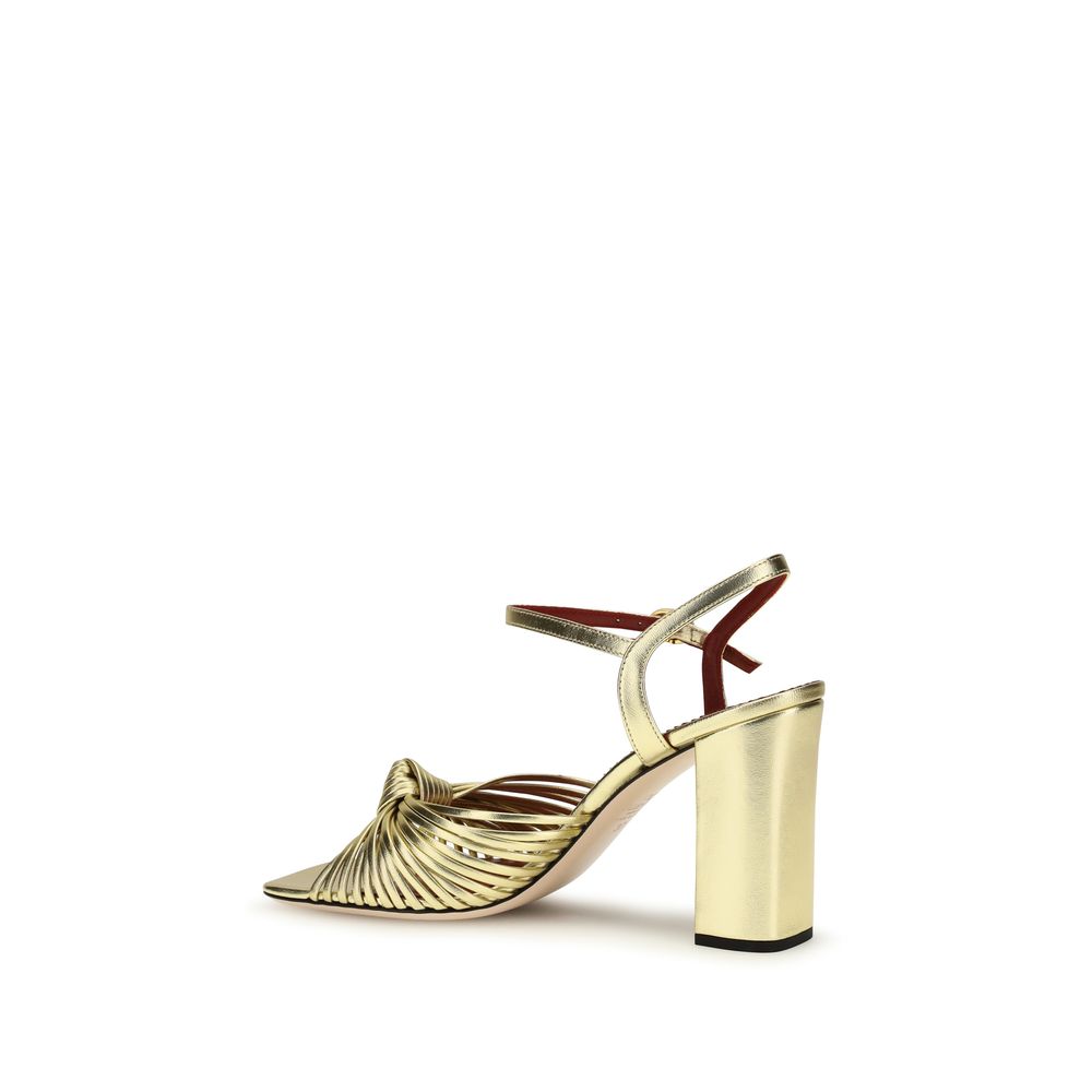 Valentino Garavani Annet Leather Heel Sandals - Gold