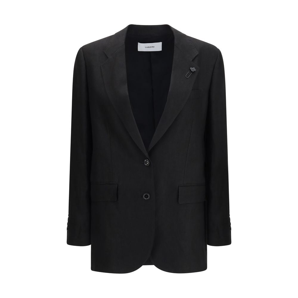 Lardini Longline Linen Blazer - Black