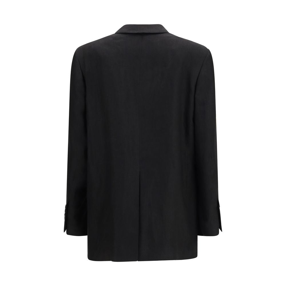 Lardini Longline Linen Blazer - Black