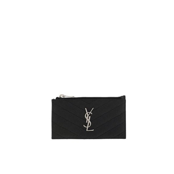 Saint Laurent Leather Credit Card Holder - Black