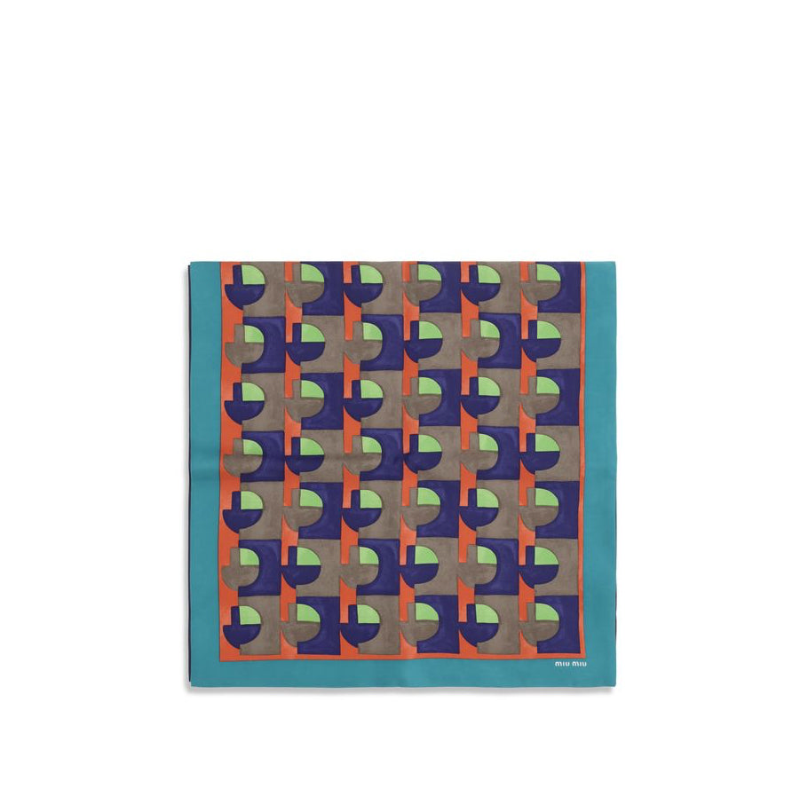 Miu Miu Geometric & Abstract Pattern Silk Scarf