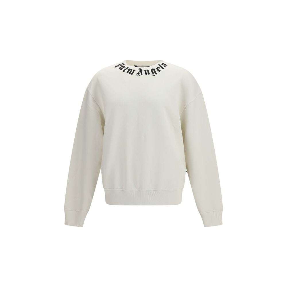 Palm Angels Neck Logo Sweatshirt - Porcelain White
