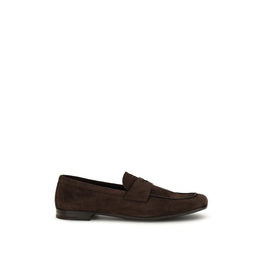 Prada Brown Suede Leather Loafers - Dark Chocolate